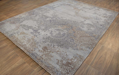Alfombra de 8x10 | Moderna alfombra de viscosa mezclada con lana hecha a mano | TRD1634810