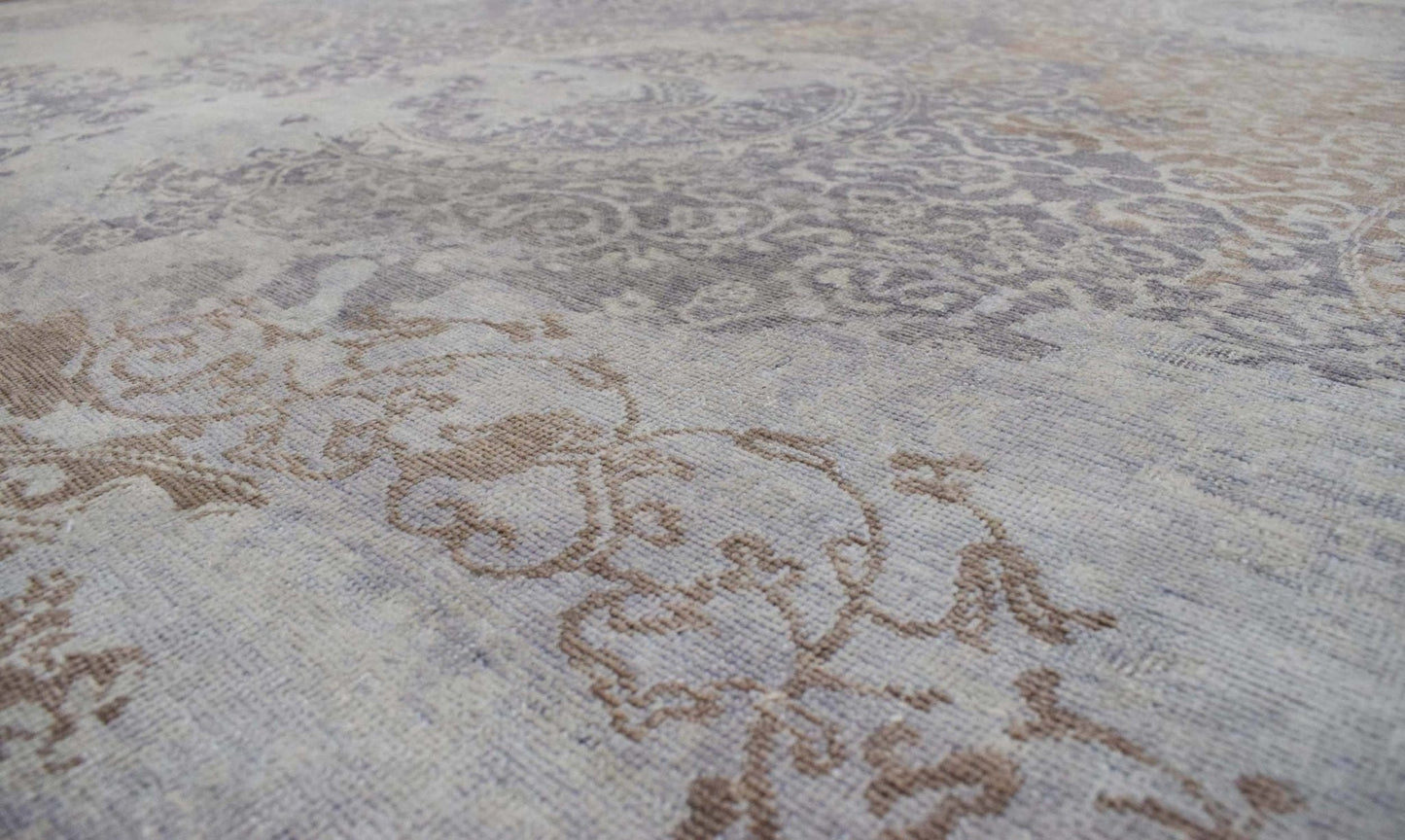 Alfombra de 8x10 | Moderna alfombra de viscosa mezclada con lana hecha a mano | TRD1634810