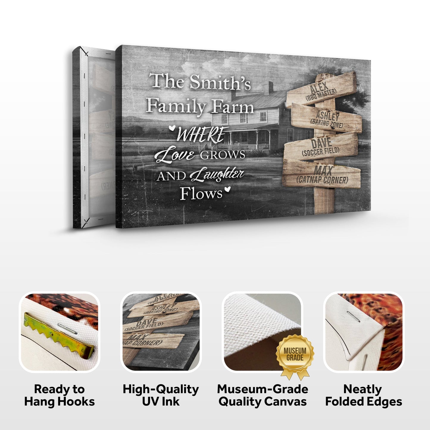 Tailored Canvases canvas sign Direction Of Our Lives Family Farm Names II on weathered wood on Tampa Home & Garden Store
