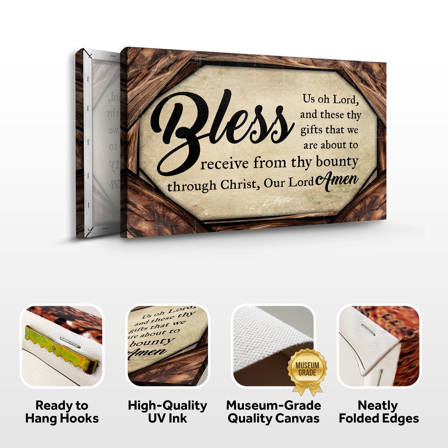 Bless Us Oh Lord Faith Sign II wood-framed canvas by Tailored Canvases on Tampa Home & Garden Store