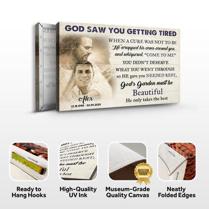 Personalized God Saw You Getting Tired Memorial Sign II canvas Tailored Canvases on Tampa Home & Garden Store