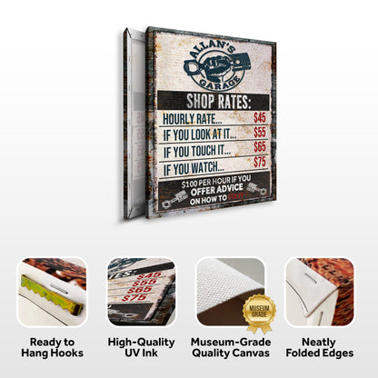 Garage Rules Sign canvas by Tailored Canvases, crafting canvas with wrench logo on Tampa Home & Garden Store