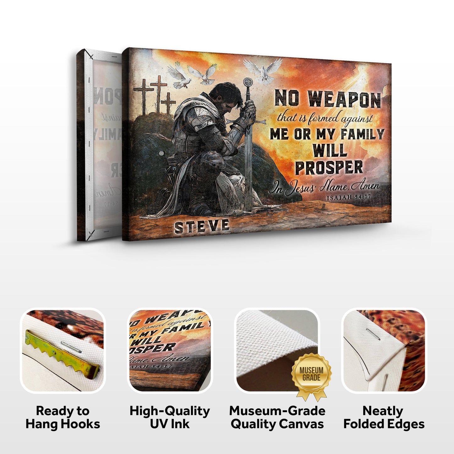 Faith Sign Canvas No Weapon Formed Against You Will Prosper Isaiah 54:17 Tailored Canvases on Tampa Home & Garden Store