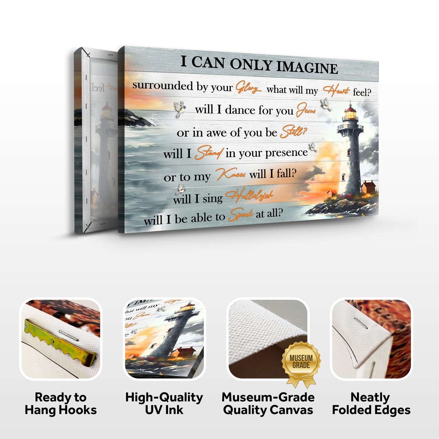 I Can Only Imagine Faith Sign III canvas by Tailored Canvases with a weathered gray wood backdrop crafting canvas on Tampa Home & Garden Store