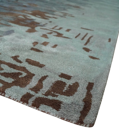 8x11 Gray, Silver and Brown Modern Abstract Hand Tufted wool and Art silk Area Rug - Tampa Home & Garden Store
