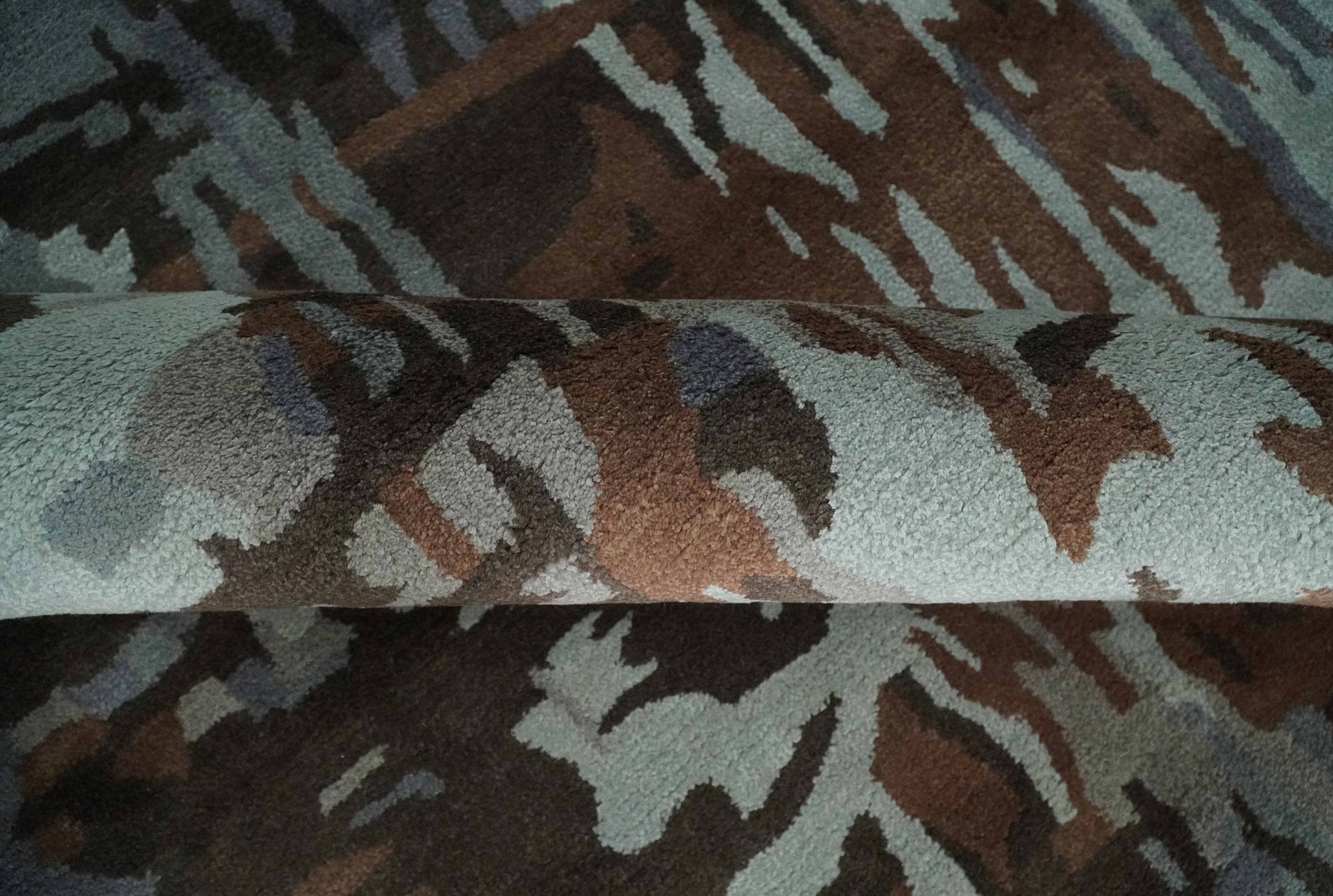 8x11 Gray, Silver and Brown Modern Abstract Hand Tufted wool and Art silk Area Rug - Tampa Home & Garden Store