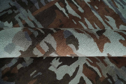 8x11 Gray, Silver and Brown Modern Abstract Hand Tufted wool and Art silk Area Rug - Tampa Home & Garden Store