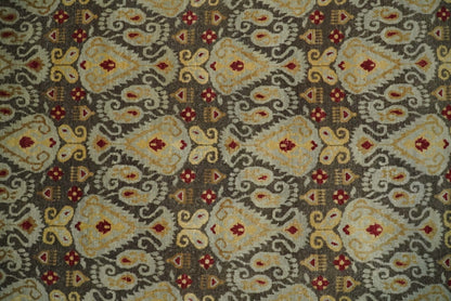 Tapis rond 8x8 en laine antique, noué à la main, brun et beige, style persan traditionnel vintage | AGR48