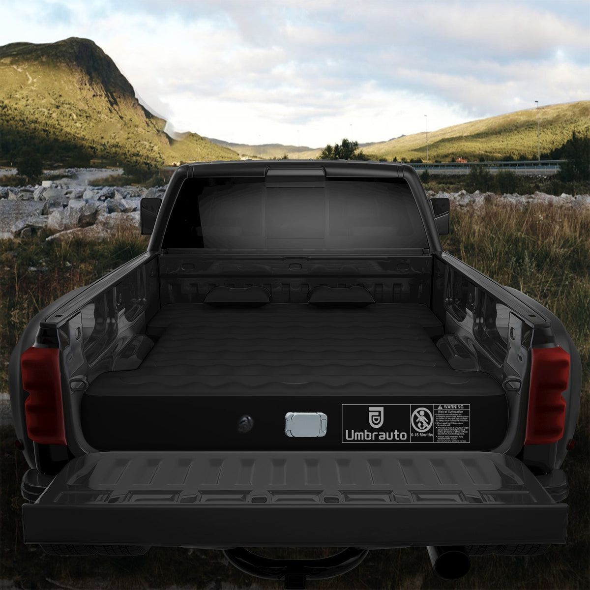 Umbrauto built-in pump truck bed air mattress in black, fits 5.5–6.5 ft pickup bed on Tampa Home & Garden Store