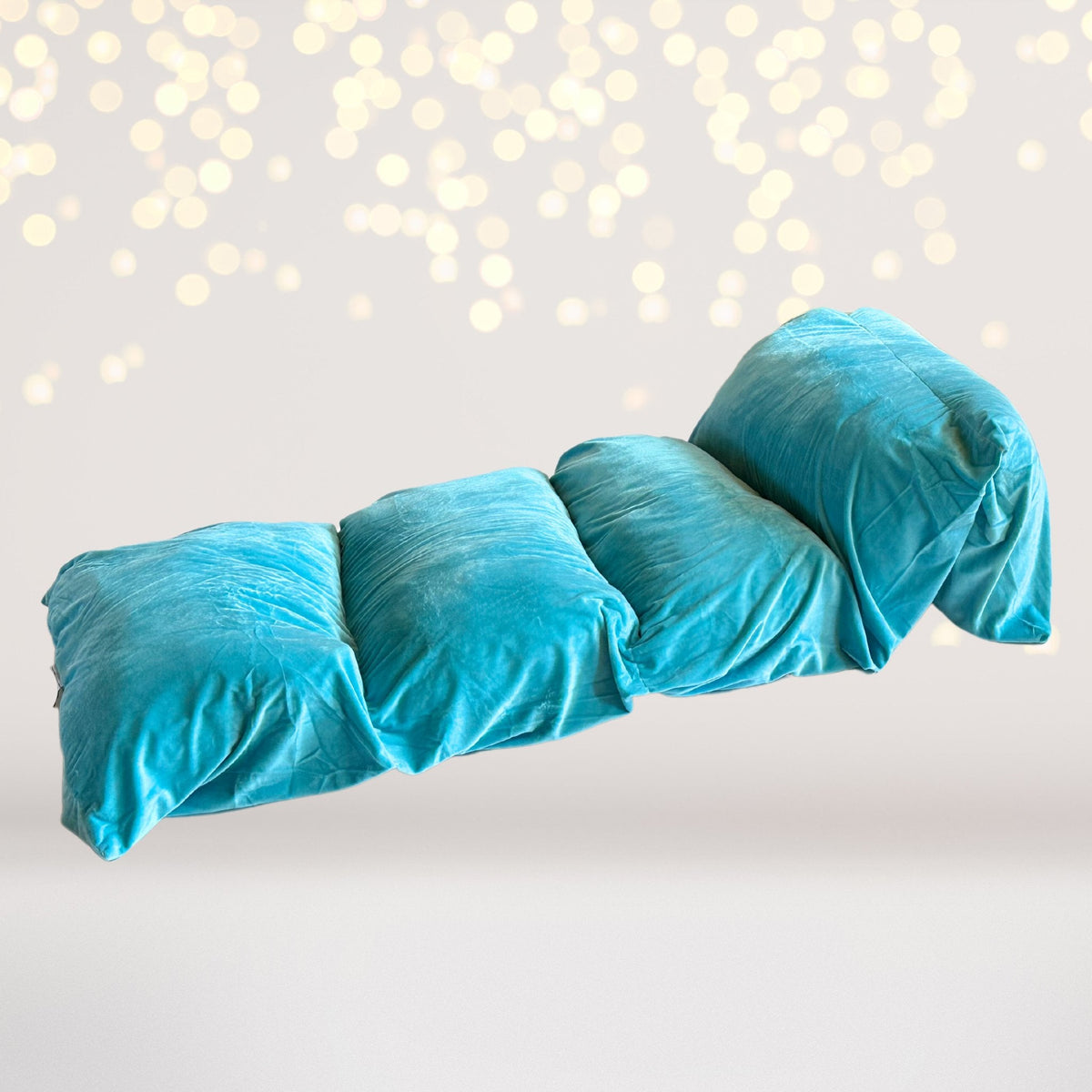 Turquoise blue pillow floor lounger with plush slipcover, a bean bag chair for kids sleepovers on Tampa Home & Garden Store