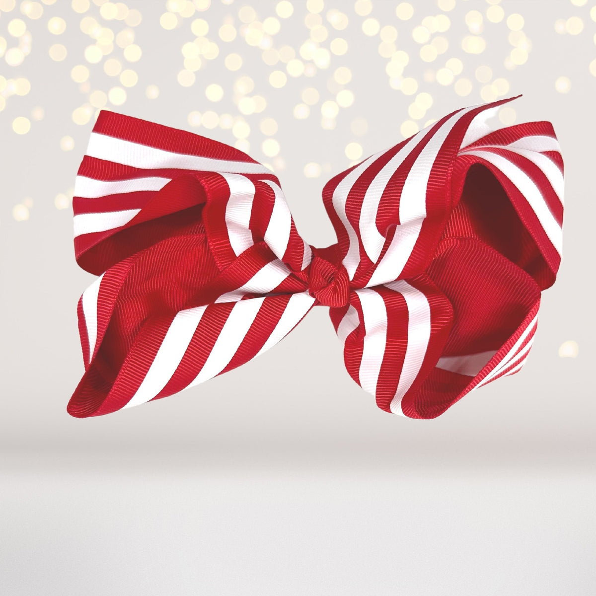 6 Inch Stripe Bow oversized grosgrain hair bow with red white stripes on Tampa Home & Garden Store