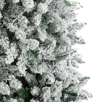 9’ Slim Flocked Montreal Fir Artificial Christmas Tree with 1860 Bendable Branches - Tampa Home & Garden Store