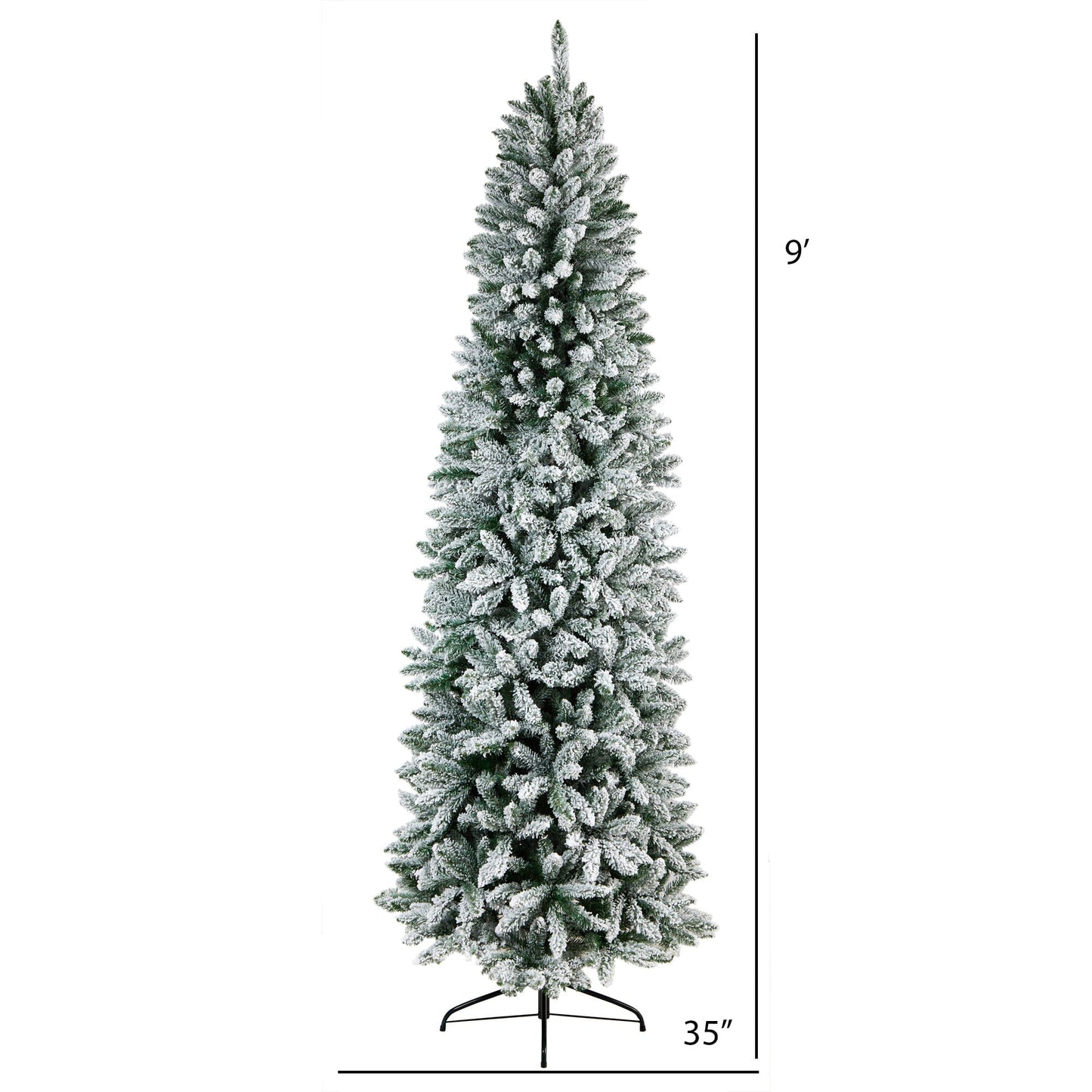 9’ Slim Flocked Montreal Fir Artificial Christmas Tree with 1860 Bendable Branches - Tampa Home & Garden Store