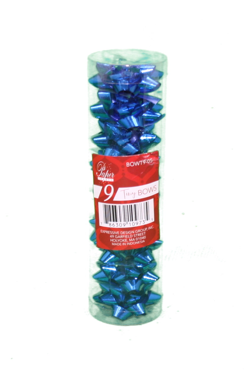 9 Tiny Metallic Bows In A Tube - Royal Blue Metallic - Tampa Home & Garden Store
