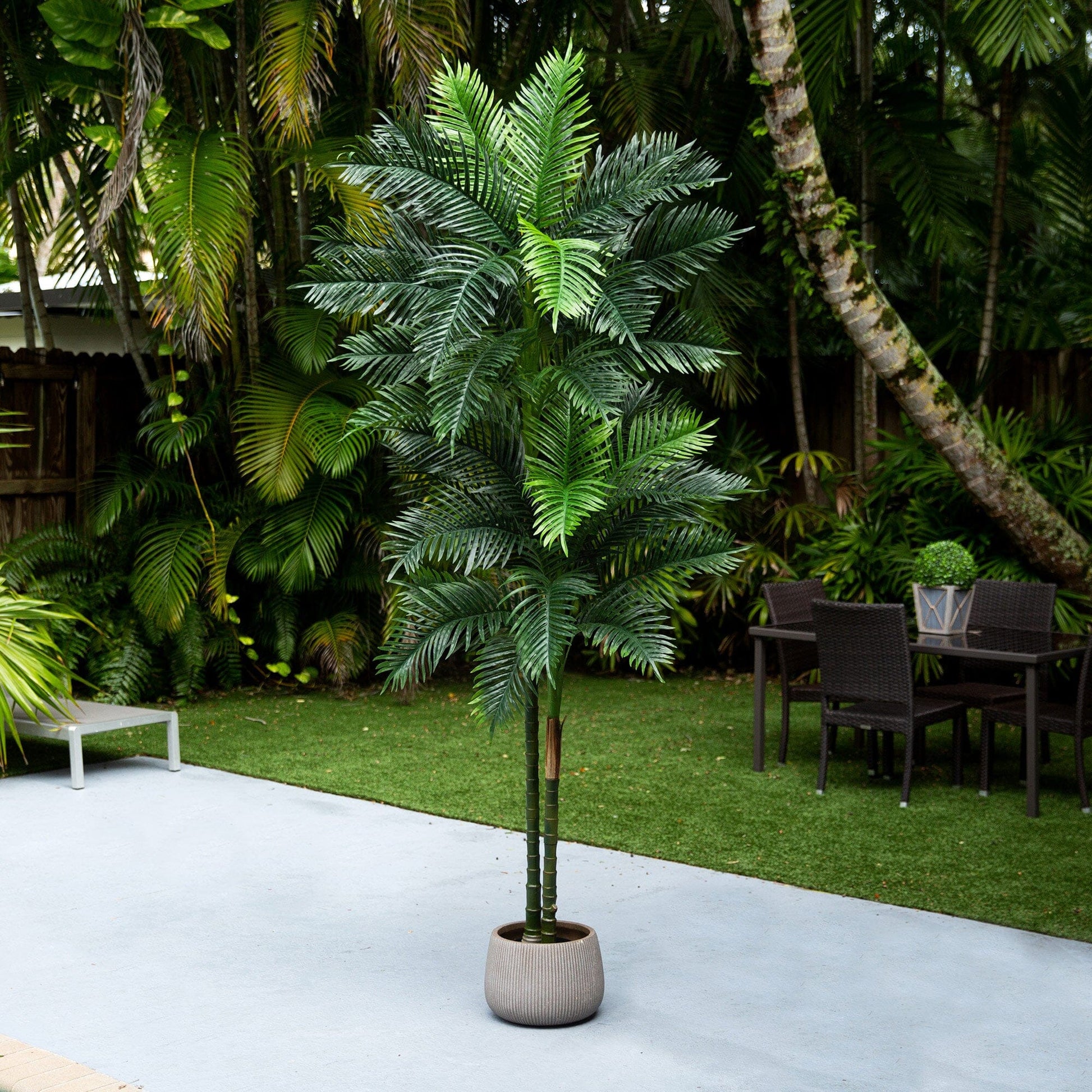 9’ UV Resistant Artificial Double Robellini Palm Tree (Indoor/Outdoor) - Tampa Home & Garden Store