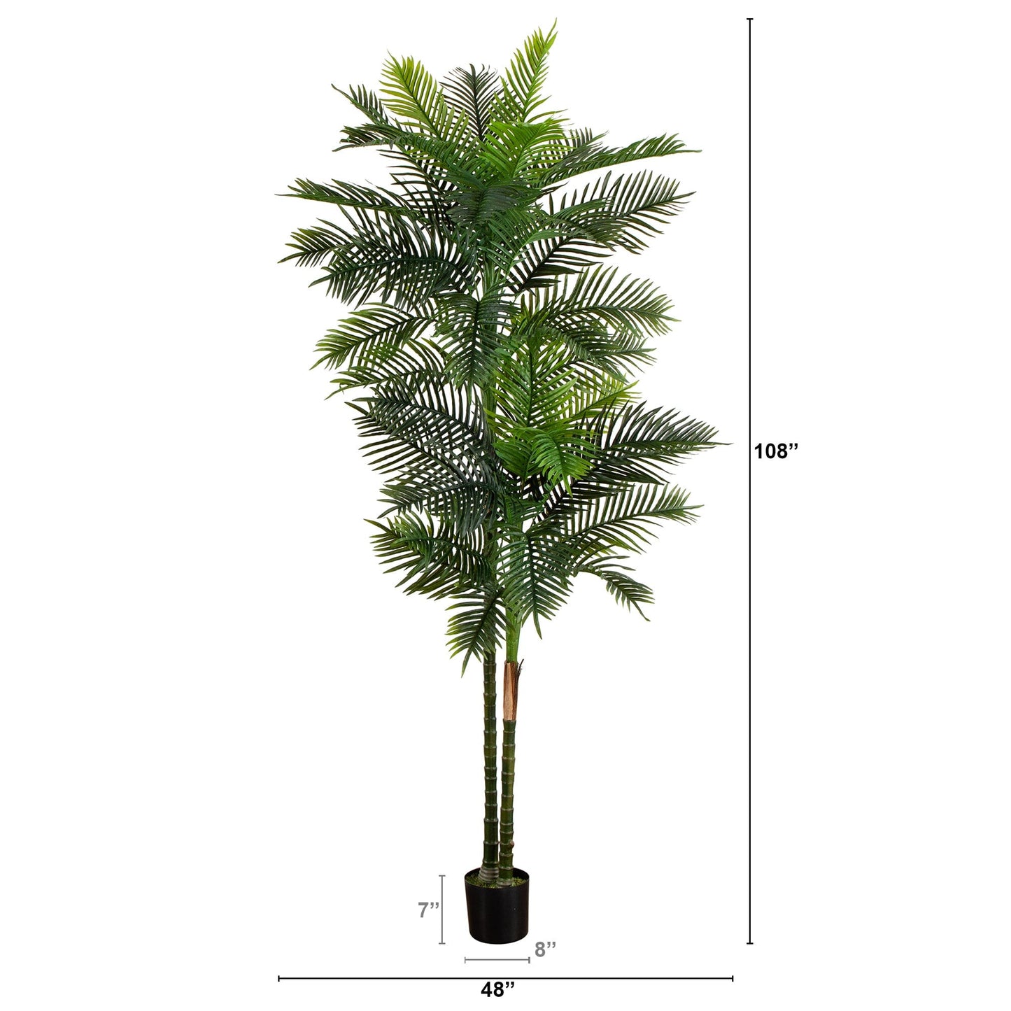 9’ UV Resistant Artificial Double Robellini Palm Tree (Indoor/Outdoor) - Tampa Home & Garden Store