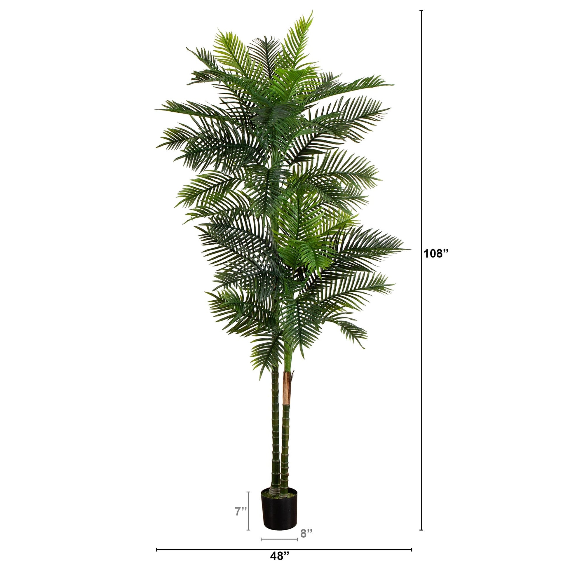 9’ UV Resistant Artificial Double Robellini Palm Tree (Indoor/Outdoor) - Tampa Home & Garden Store