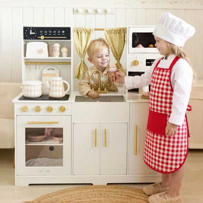 Tiny Land Iconic Wooden Play Kitchen Cream with gold handles for kids on Tampa Home & Garden Store