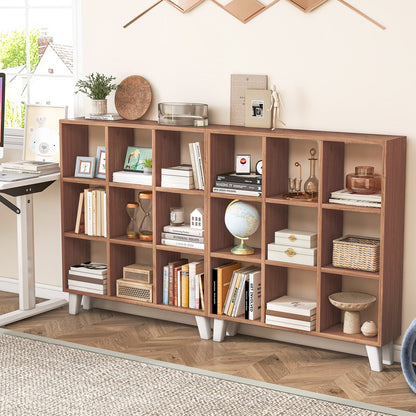 Estantería de 9 cubos con 6 estantes extraíbles y patas de soporte elevadas - Marrón