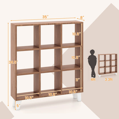 Estantería de 9 cubos con 6 estantes extraíbles y patas de soporte elevadas - Marrón