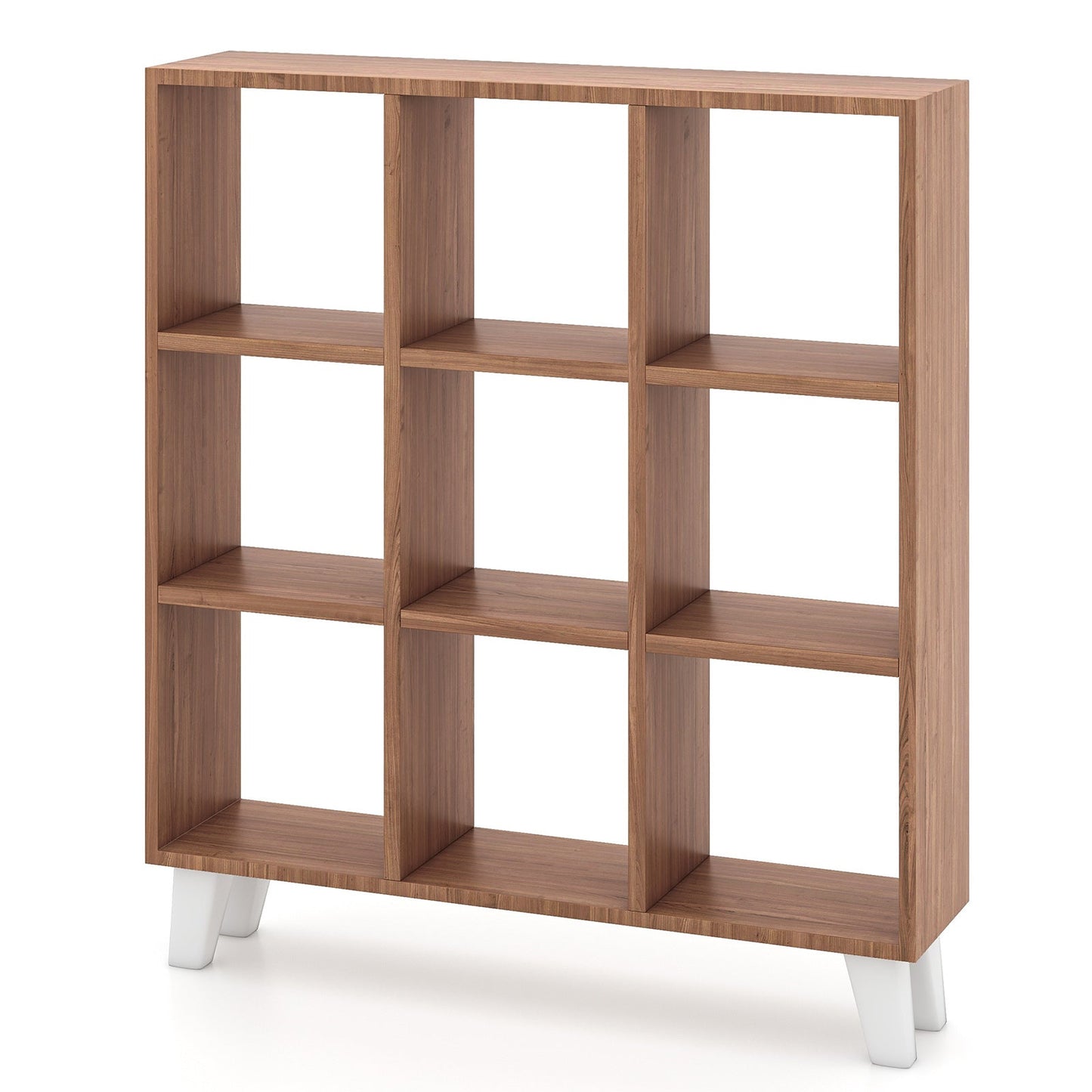 Estantería de 9 cubos con 6 estantes extraíbles y patas de soporte elevadas - Marrón