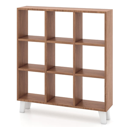 Estantería de 9 cubos con 6 estantes extraíbles y patas de soporte elevadas - Marrón