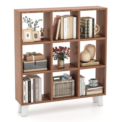 Estantería de 9 cubos con 6 estantes extraíbles y patas de soporte elevadas - Marrón