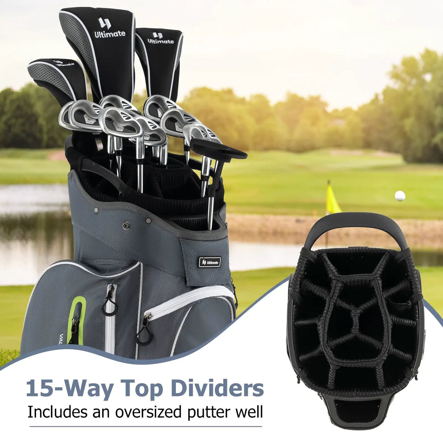 Lightweight Golf Cart Bag With 15 Way Dividers