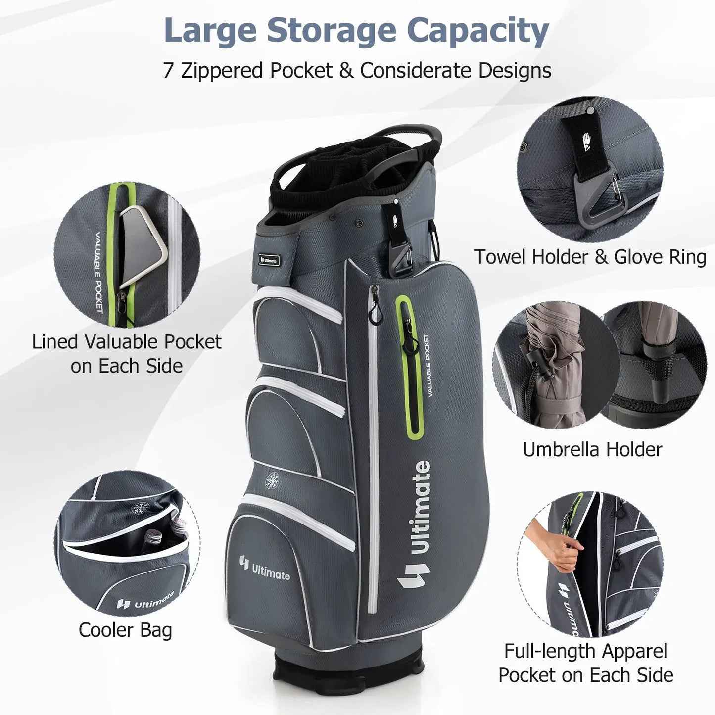 Lightweight Golf Cart Bag With 15 Way Dividers