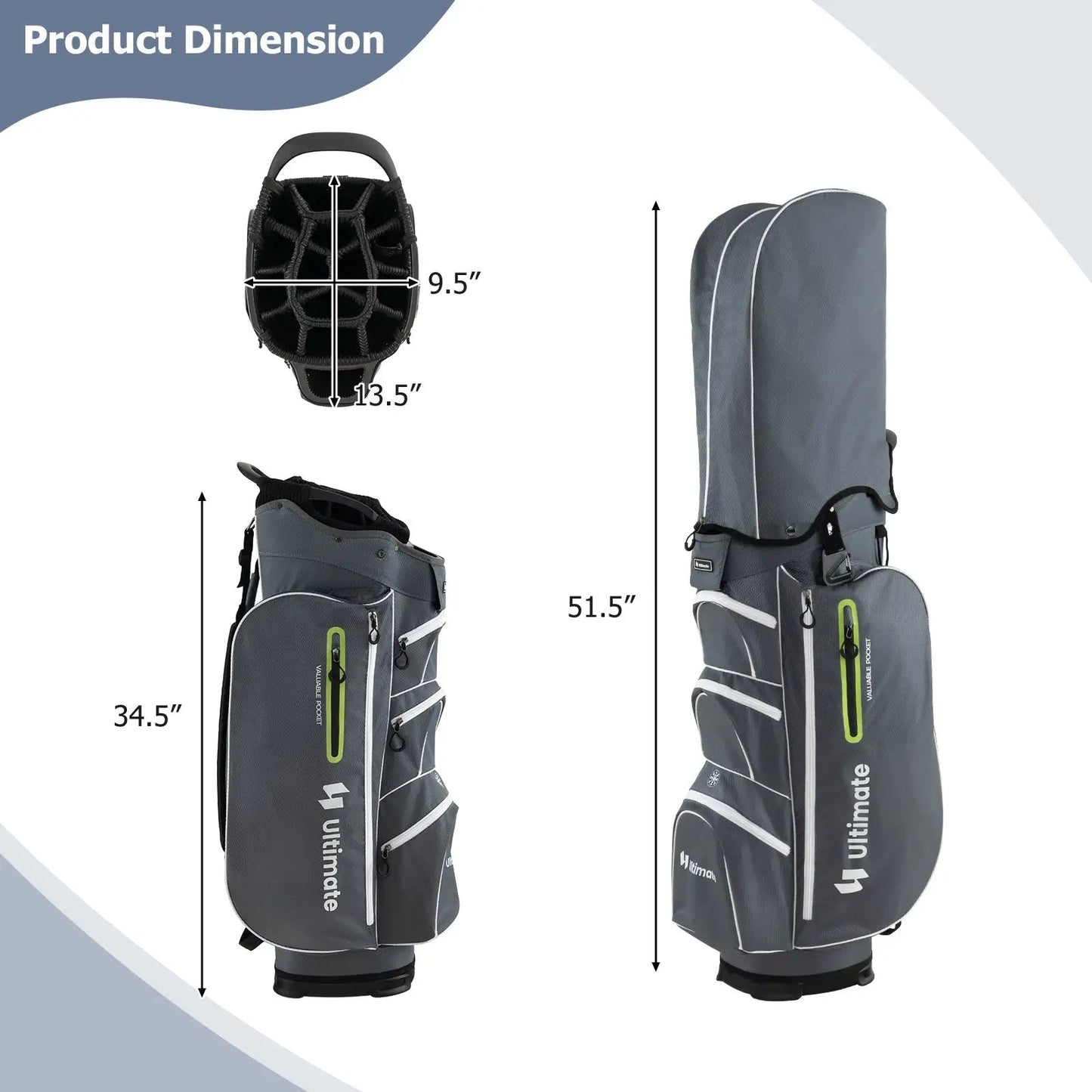 Lightweight Golf Cart Bag With 15 Way Dividers