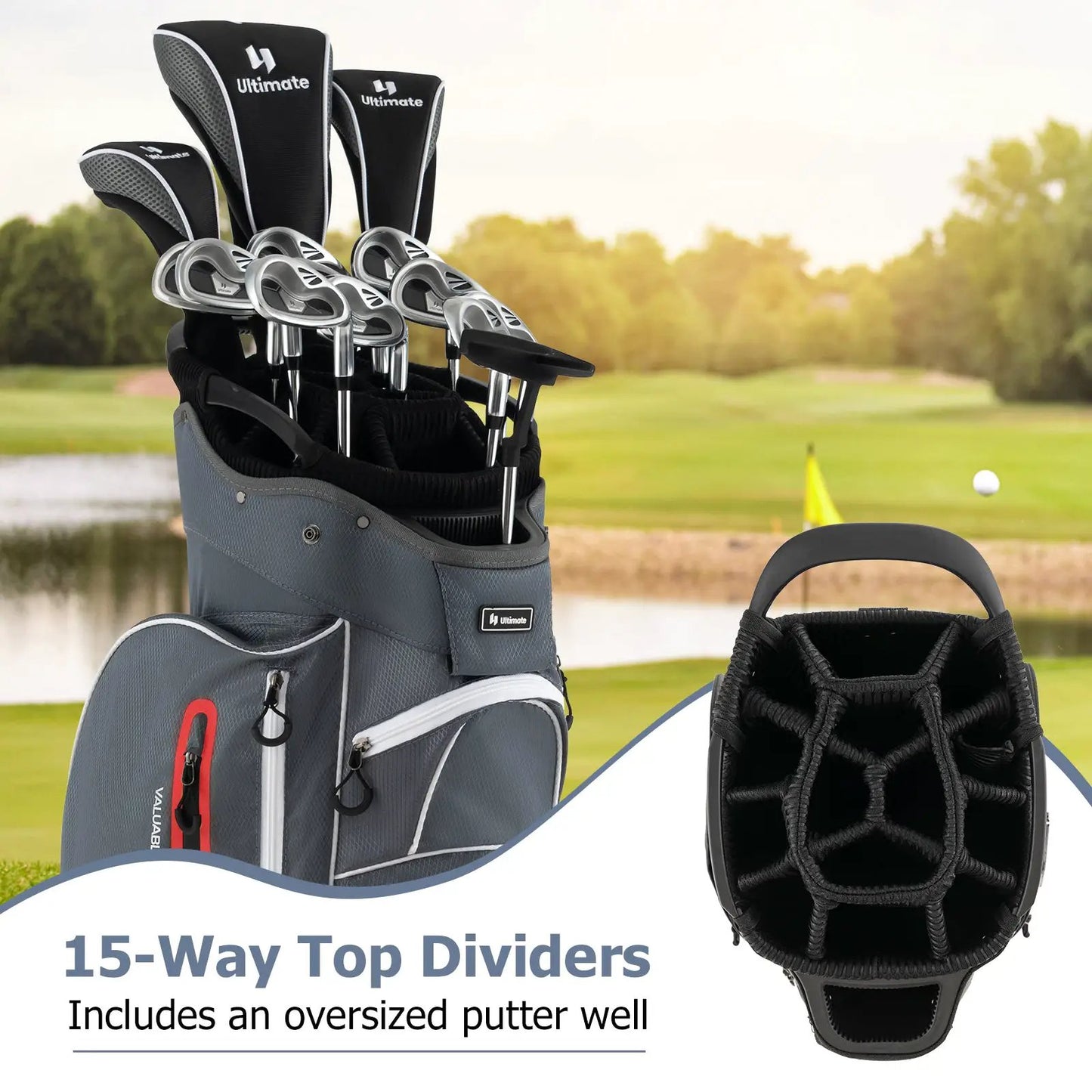 Lightweight Golf Cart Bag With 15 Way Dividers
