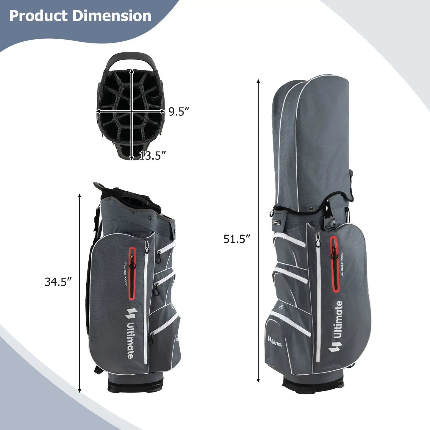 Lightweight Golf Cart Bag With 15 Way Dividers