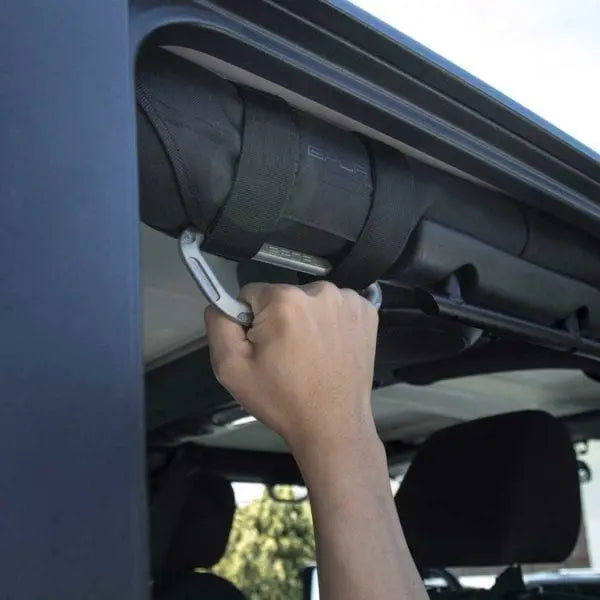 GP-Grip PRO Foldable Handle metal grab handle for Jeep Wrangler JK being installed inside cabin on Tampa Home & Garden Store