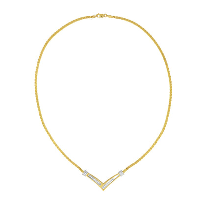 Franco chain necklace in 10K yellow/white gold with a diamond channel-set V pendant on Tampa Home & Garden Store