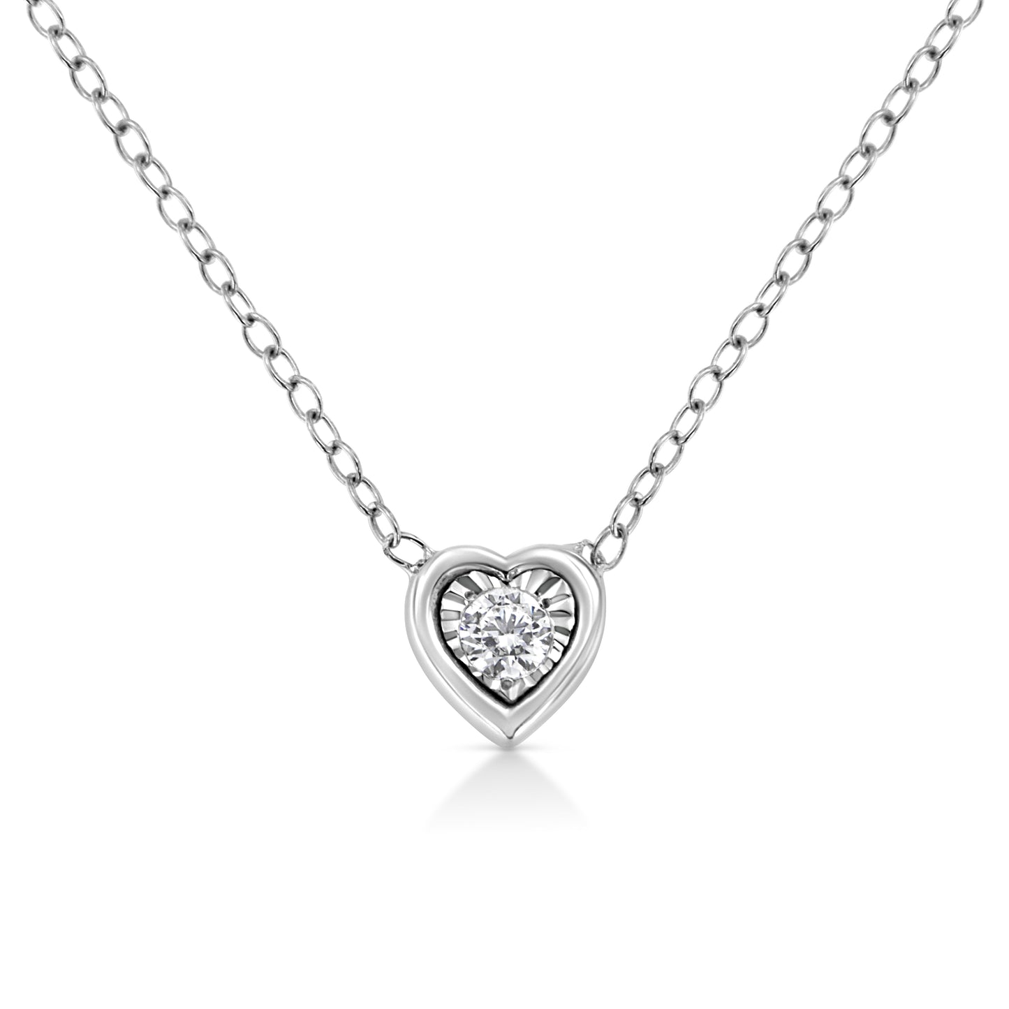 Necklace by Bids.com: 10K white gold heart pendant with round diamond centerpiece, chain on Tampa Home & Garden Store