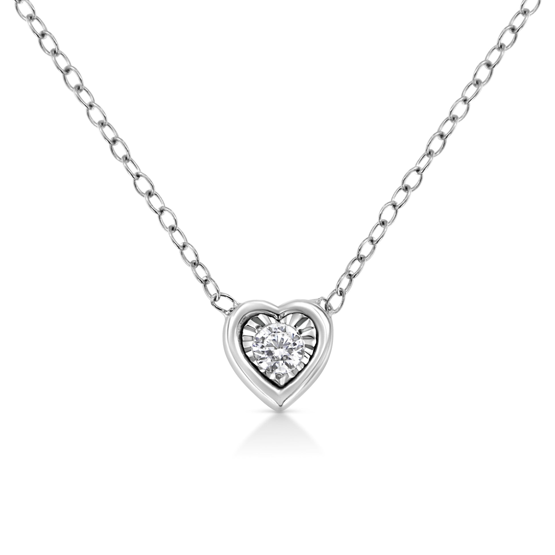 Necklace by Bids.com: 10K white gold heart pendant with round diamond centerpiece, chain on Tampa Home & Garden Store
