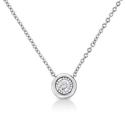 10K white gold miracle set pendant with round diamond in square bezel, 18-inch chain on Tampa Home & Garden Store