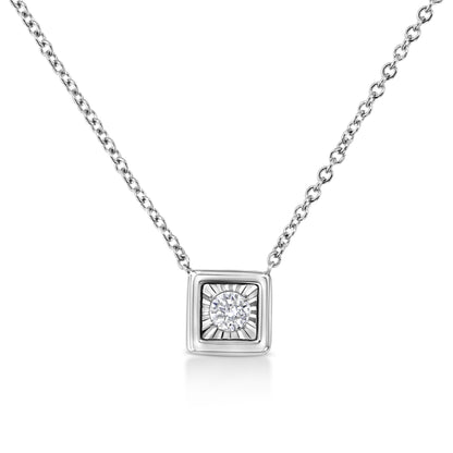 10k White Gold 1/10ctw Diamond Square Pendant