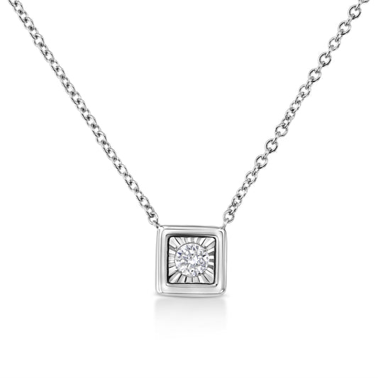 10k White Gold 1/10ctw Diamond Square Pendant