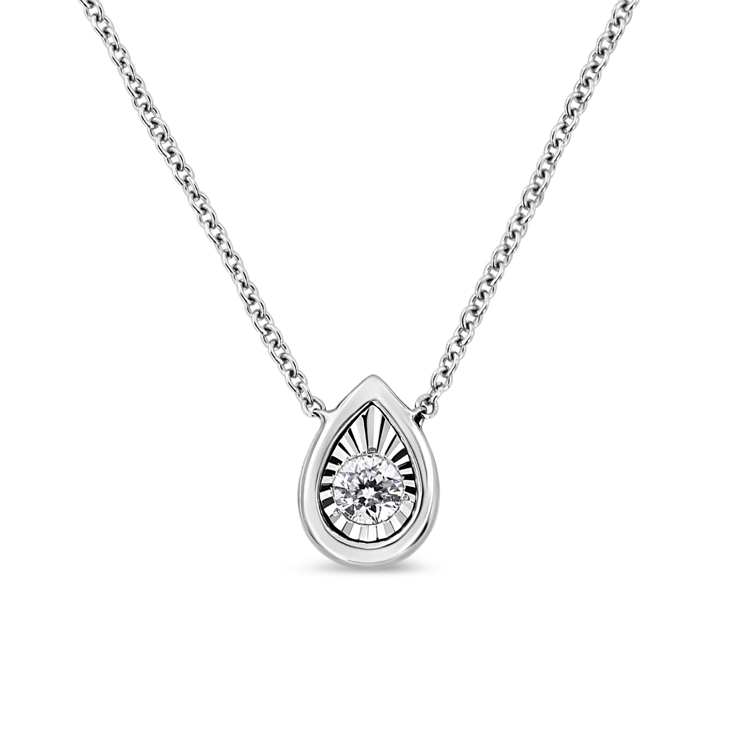 Diamond pendant necklace in 10K white gold with round center stone, 18in chain by Bids.com on Tampa Home & Garden Store