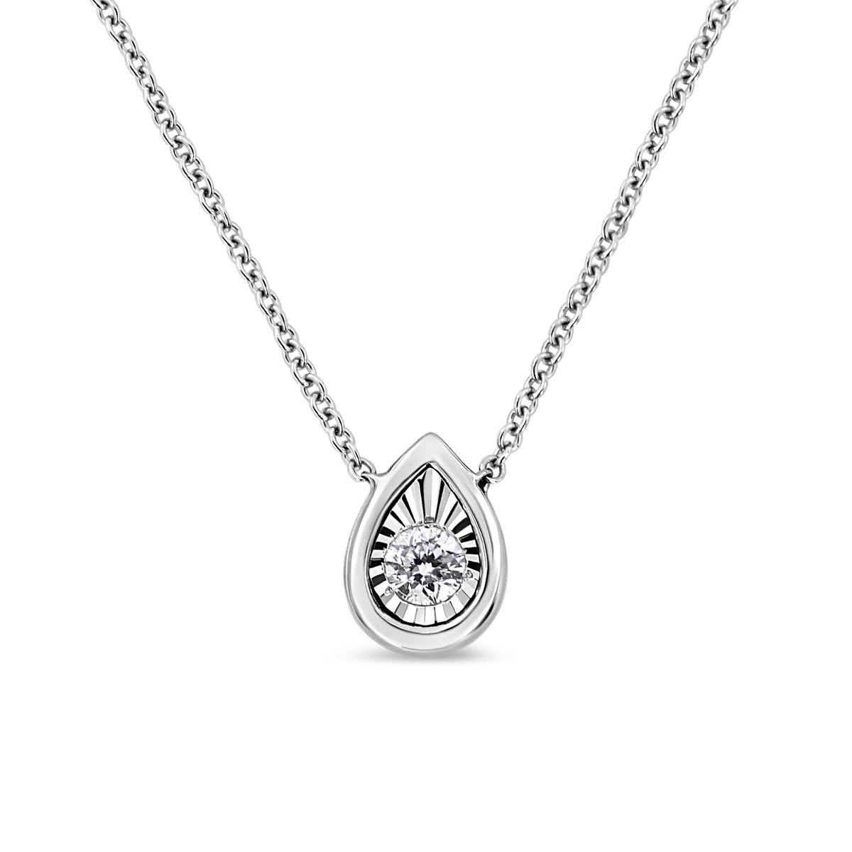 Diamond pendant necklace in 10K white gold with round center stone, 18in chain by Bids.com on Tampa Home & Garden Store