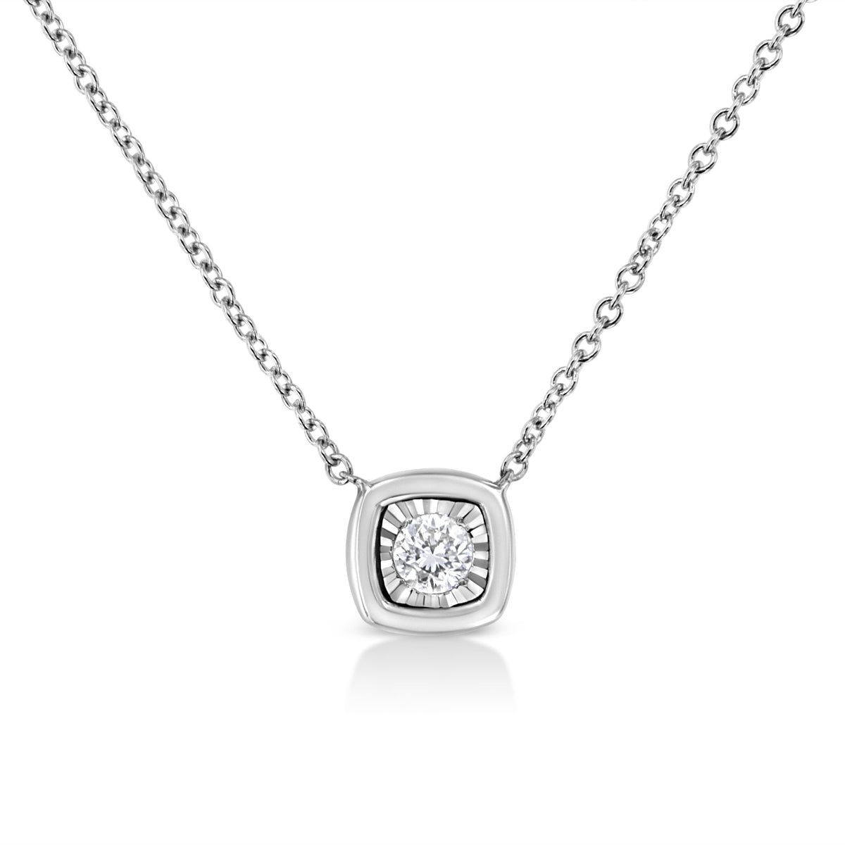 10K white gold diamond pendant necklace with round-cut 1/10 Cttw in square bezel on Tampa Home & Garden Store