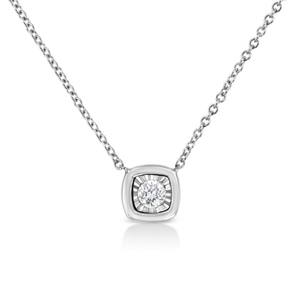 10K white gold diamond pendant necklace with round-cut 1/10 Cttw in square bezel on Tampa Home & Garden Store