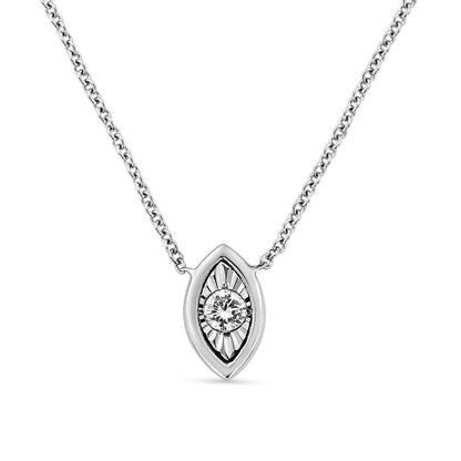 10K white gold Miracle Set diamond pendant with round center in bezel on 18-inch chain on Tampa Home & Garden Store