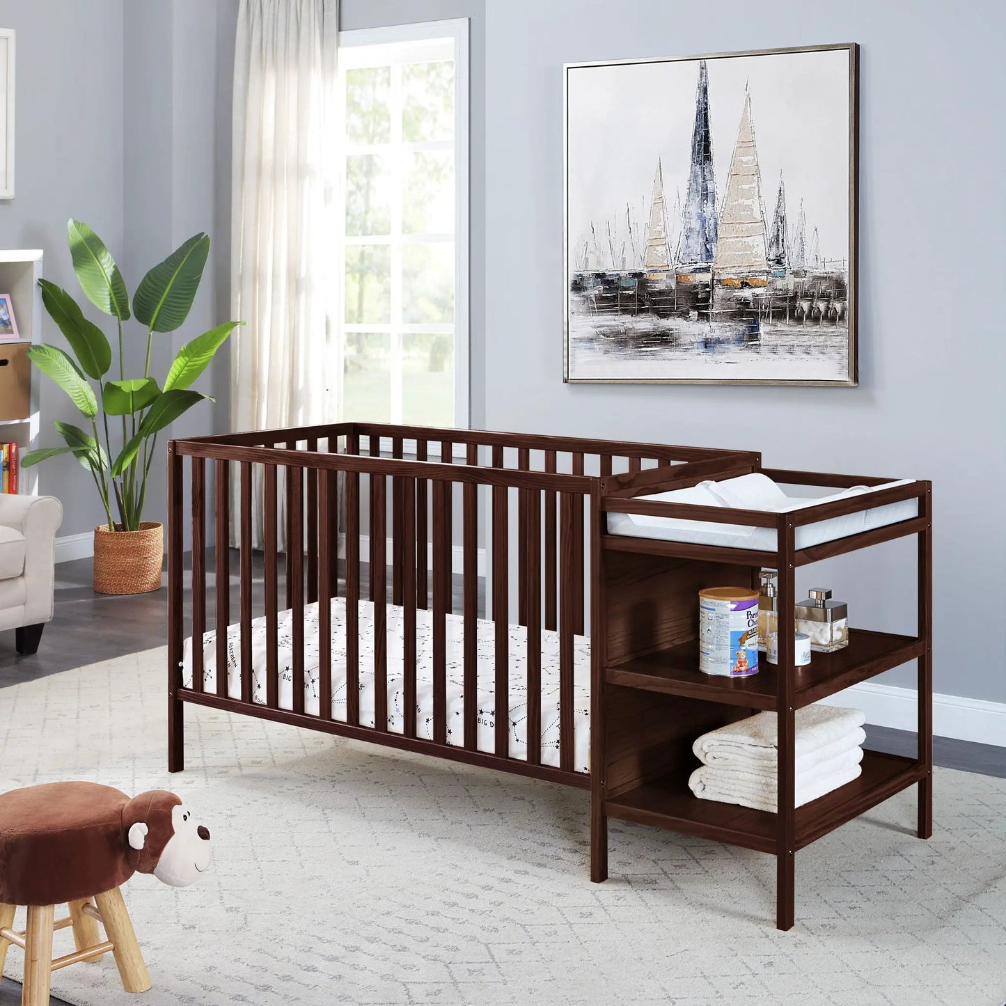 Palmer 3-in-1 Convertible Crib / Changer in dark wood by Unique Piece Furniture on Tampa Home & Garden Store