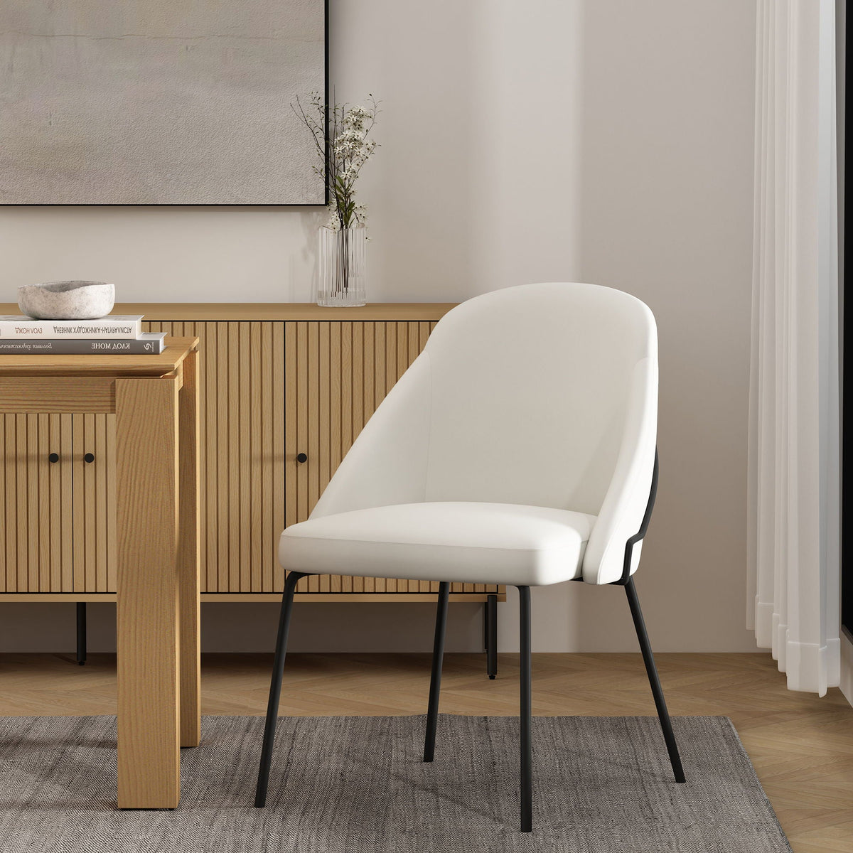 Modern Vegan Upholstered Dining Chair pair dense foam white upholstery chairs on Tampa Home & Garden Store