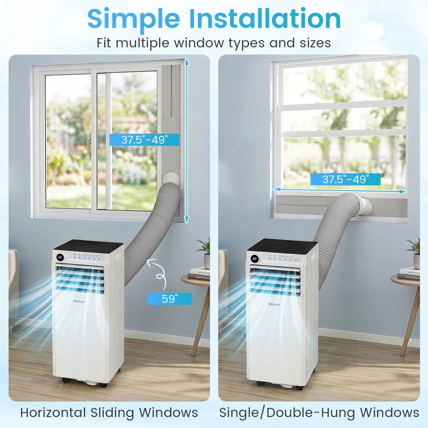 9000 BTU Portable AC with Dehumidifier and Timer