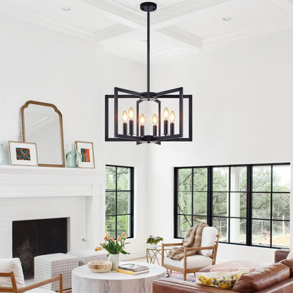 22' modern black geometric 6-light chandelier with industrial metal frame by HouseOfZazla on Tampa Home & Garden Store