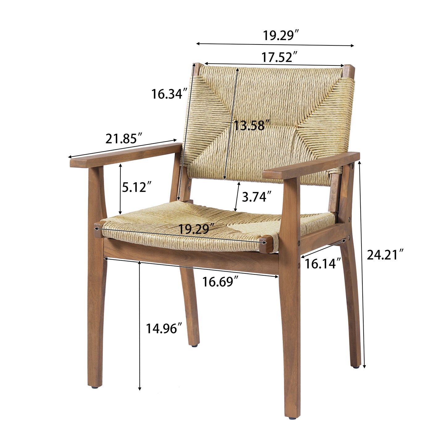 Durable outdoor dining chair with acacia wood frame and natural wicker seat by HouseOfZazla on Tampa Home & Garden Store