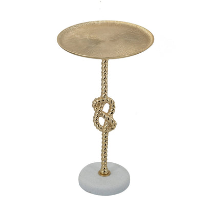 Gold rope-knot end table with white marble base by HouseOfZazla on Tampa Home & Garden Store